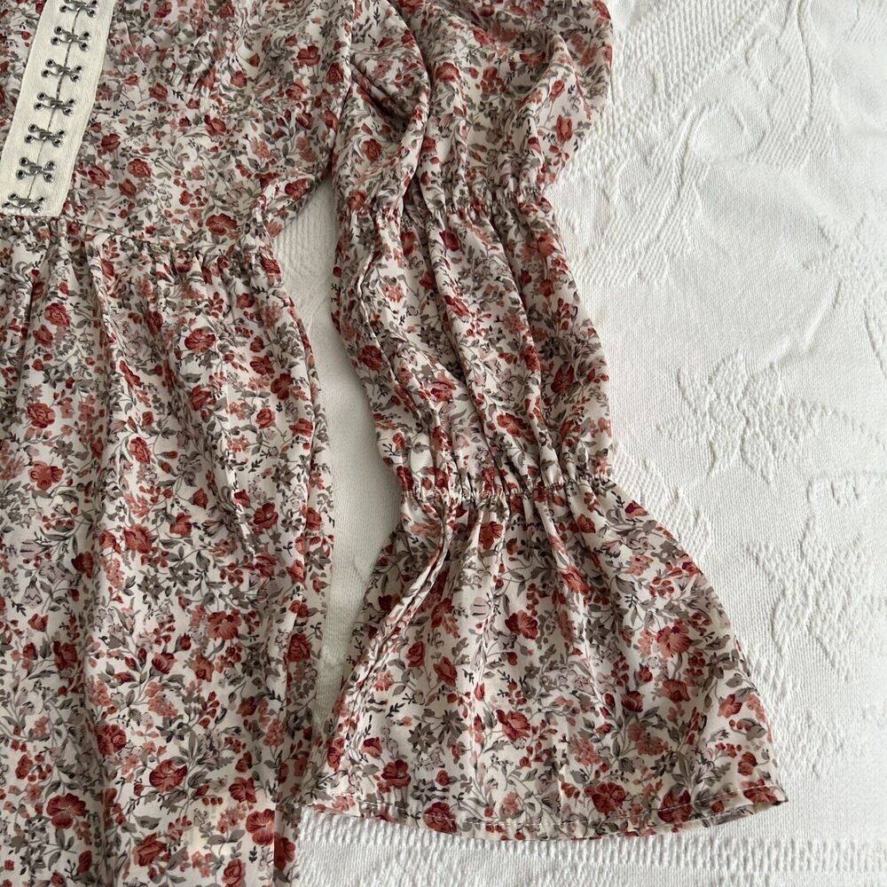 Romantic Cottagecore ASOS SAINT GENIES HOOK & EYE FLORAL ROSE MINI DRESS SIZE 4 - Picture 14 of 16